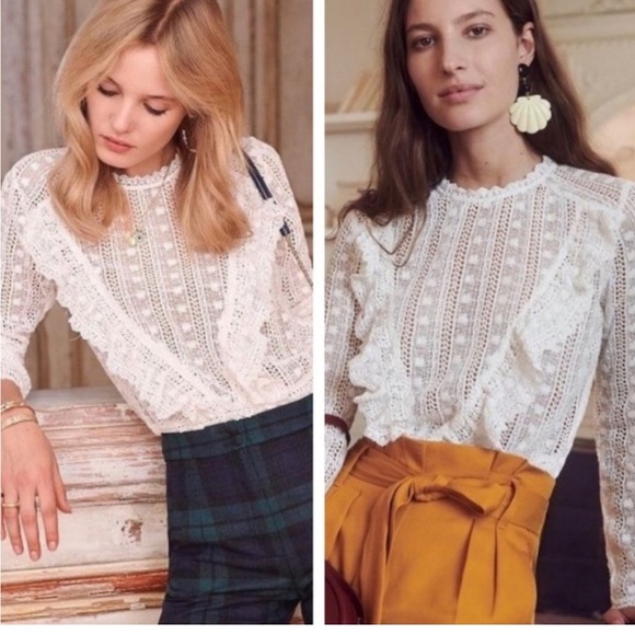 Sezane Madeleine Lace Blouse White - Picture 13 of 16